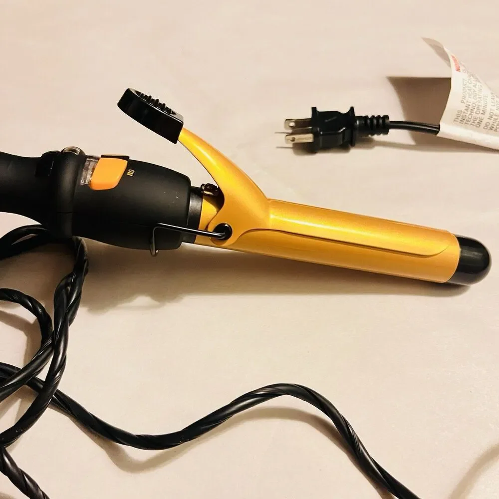 BaBylissPRO Ceramic Tools 1” Spring Curling Iron Gold Black CT100S Professional
